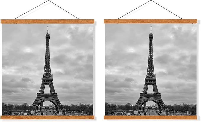 FALAMON 2 Pack Magnetic Poster Hanger Frame, 16x20 16x24 16x22 Teak Wood Magnet Poster Frame for Hanging Posters, Prints, Photos, Pictures, Maps, Scrolls, and Canvas Artwork