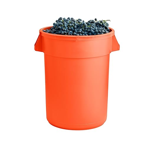 PRO&Family Commercial Round Trash Can, Ingredient Bin, Heavy-Duty Plastic, Anti-Static, Kitchen, Office, Outdoor Use (Orange, 44 Gallon)