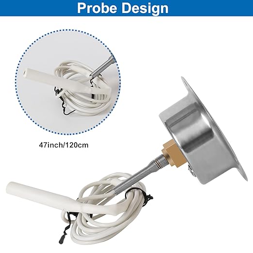 Cooler Thermometer Comercial Freezer Thermometer Capillary Design Refrigeration Gauge, Range -40 to 65 ℉ / -40 to 20℃, 2" Dial Stainless Steel Flanged Panel Mount