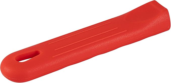 Restaurantware Silicone Hot Handle Holder - Met Lux Heat Resistant Fry Pan Sleeve, Dishwasher Safe - Non-Slip Pat Holder Sleeve Fits 10 inch &12 inch Aluminum Pans, Red