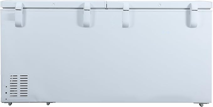 Hamilton Beach 25 Cu. Ft. Garage Ready Chest Freezer, White Deep Freezer, Adjustable Thermostat, Easy Defrost Drain, Double Door Lid, for Storage, Hunting, Large Family - 29"D x 79"W x 38"H