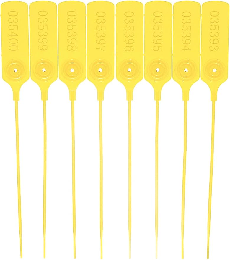 Pull-tite Security Seal Tamper Resistant Tags Plastic Padlock Sign Ties Numbered (Yellow, 100pcs)