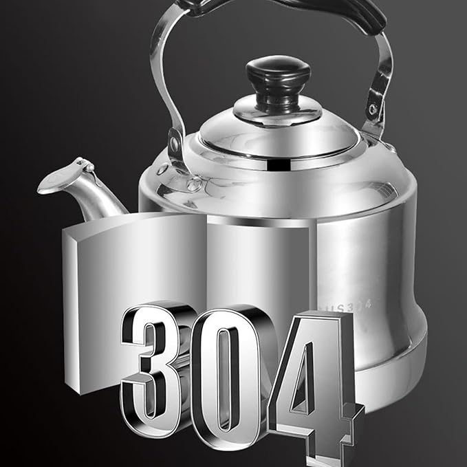 Tea kettle, 2.1 Quart Food Grade 304 Stainless Steel Tea Kettle for Stove top Whistling Teapot with Cool Touch Ergonomic Handle, Suitable for All Heat Sources(2L)