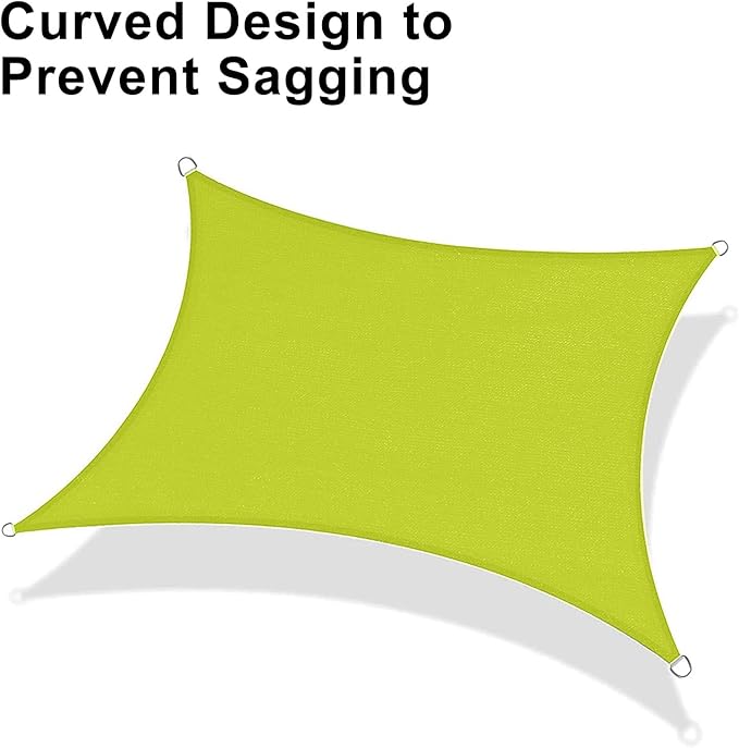 LOVE STORY 10' x 13' Rectangle Lemon Green Sun Shade Sail Canopy UV Block for Outdoor Patio Garden Backyard