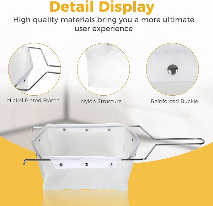 Fryer Filter Bag & Frame, Filter Bag Easy to Clean with Hot Water, Can Be Reused 1000 Times, Suitable for 70 lb Polishing Oil, Used for Household and Commercial Purposes