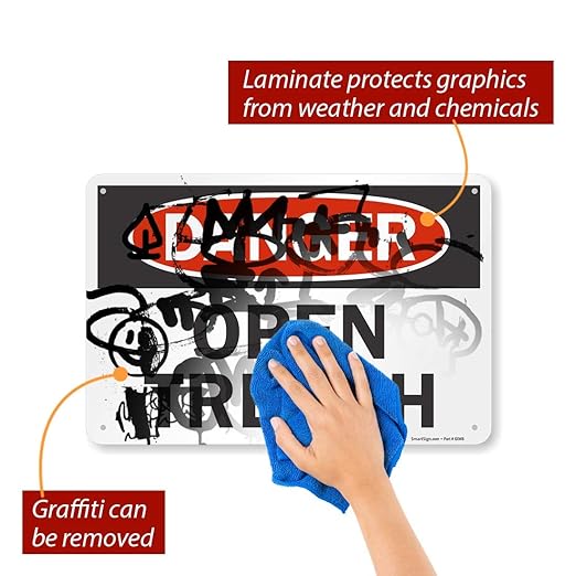 SmartSign "Danger - Open Trench" Sign | 12" x 18" 3M Engineer Grade Reflective Aluminum
