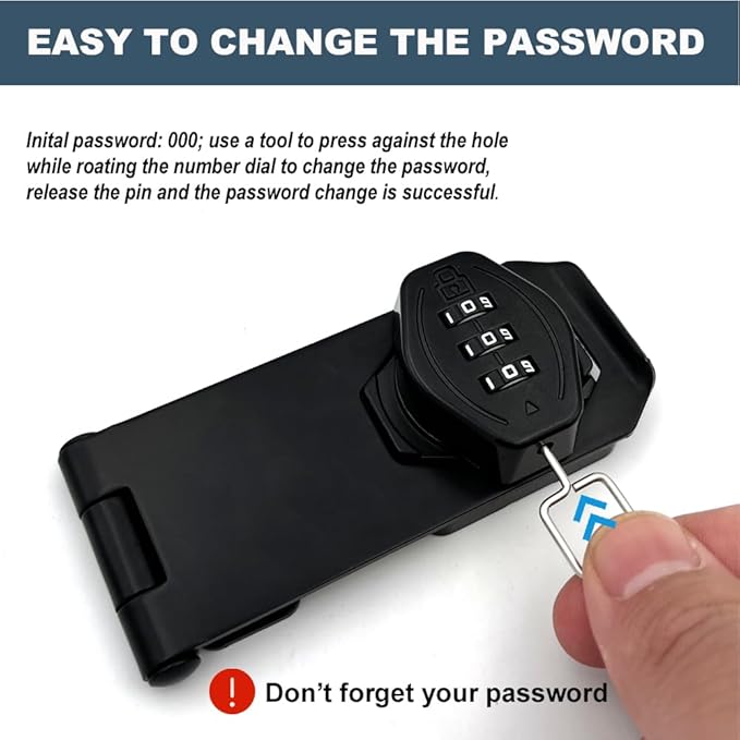 2Pcs Cabinet Password Rotary Hasp Locks,4 Inch Keyless Combination Lock for Cabinets,Gates,Doors,Closets and More (Black)
