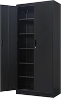 BESFUR Metal Storage Cabinet, 71" H Locking Storage Cabinet with 5 Adjustable Shelves, Metal Cabinets for Garage, Office, Home, Classroom- Black
