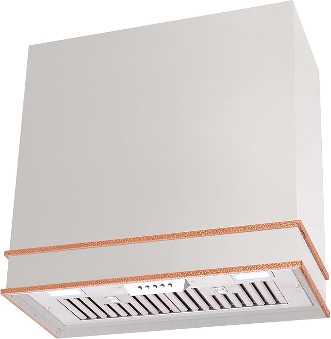 Akicon Range Hood 30 Inch, Stainless Steel Ducted Kitchen Hood with Powerful Motor, Wall Mount Modern Box, 30W X 30H X 14D Inch, AK-HS30HA-BSC (30 Inch, Brushed Stainless with Copper)