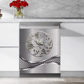 Stainless Steel Design Bird Wallpaper Dishwasher Magnet Panel Magnetic Refrigerator Cover, 23W x 17H inchs