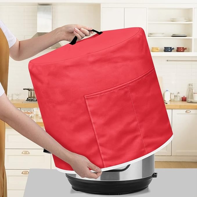 Red Pressure Cooker Cover Dust Cover 3qt,Kitchen Appliance Cover for Air fryer/Rice Cooker/Oven/Toaster/Stand Mixer/Steamer,Food Processor Cover