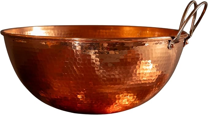 Sertodo Solid Copper Mixing Bowl | 5 qt, 12-inch Diameter | 100% Pure Hammered Copper Bowl for Kitchen, Baking & Cooking | Large Mixing Bowls for Whisking, Beating & Serving