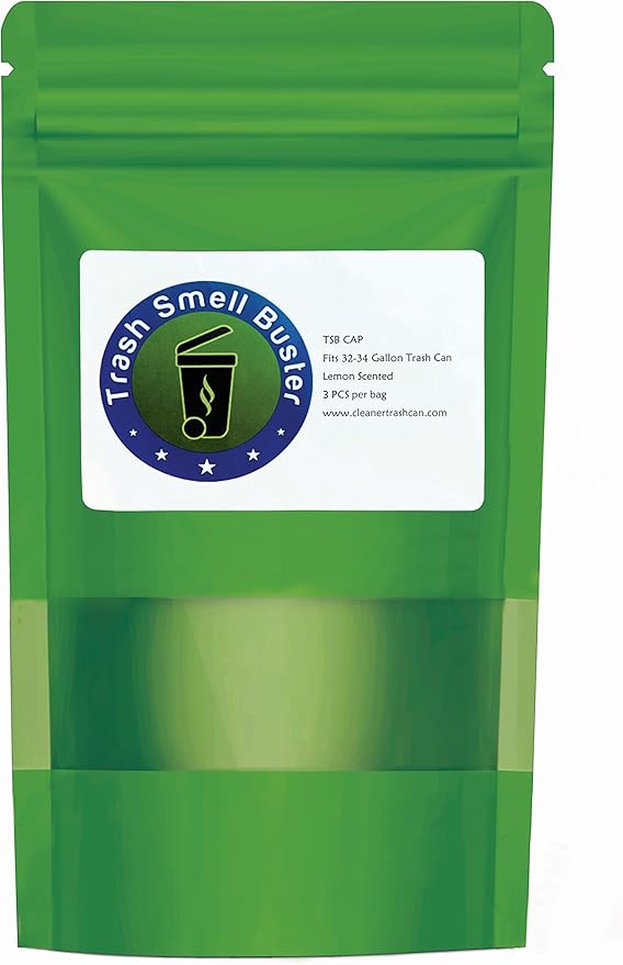 Trash Can Cover, Odor Eliminating Bag with Elastic Rubber Band, Eliminates Odor from Trash, Durable, Effective, Chemicals Free, 32 Gallon Size, 3 Covers