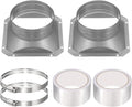 PATIKIL 4 Inch Duct Connector Flange, 2 Pack Galvanized Iron Straight Pipe Flange Square to Round Interface with Clamp for Air Heating Cooling Ventilation HVAC System, Silver