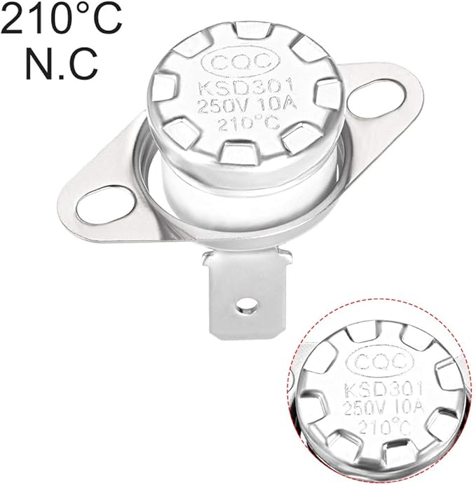 uxcell KSD301 Thermostat 210°C/410°F 10A Normally Closed N.C Adjust Snap Disc Temperature Switch for Microwaves,Oven,Coffee Maker 2pcs,Ceramic Material