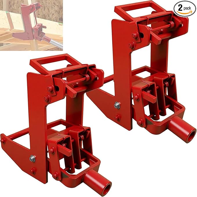 2 Pcs Wall Jack, Portable Lifting Tool Works with 1-1/2" x 3-1/2" Fir Poles or 1" OD Steel Pipes, Heavy-Duty Wall Jacks for Framing, Lifting Wall Beams, Red