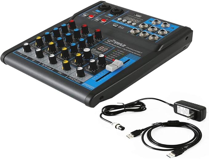 Pyle Professional Audio Mixer Sound Board Console System- Interface 4 Channel Digital USB Bluetooth MP3 Computer Input 48V Phantom Power Stereo DJ Studio Streaming FX 16-Bit DSP Processor- PMXU43BT.5