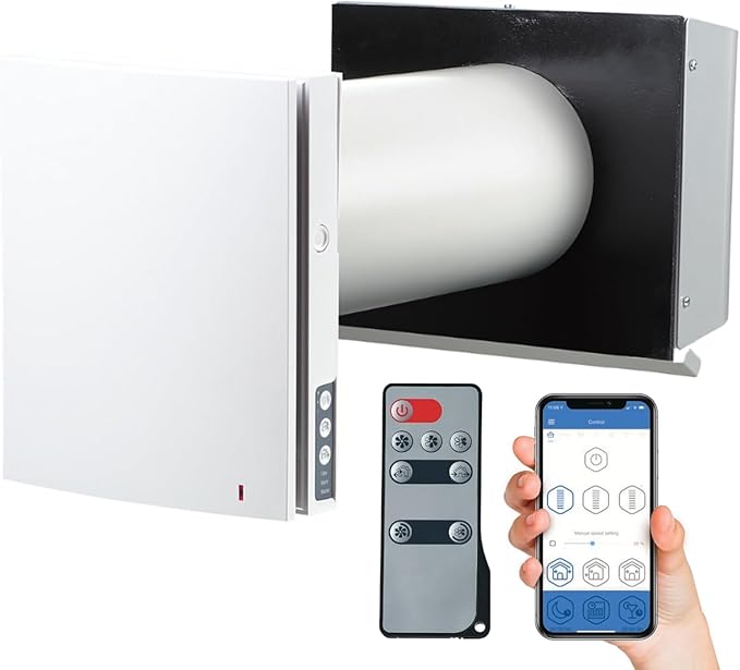 VENTS-US TwinFresh Expert RW1-85-2 V.2 Ductless Through the Wall Ventilation Fan with WiFi & Remote Control, MERV 13 Air Filtration - Great for Home Renovations, New Builds, or Tiny Homes