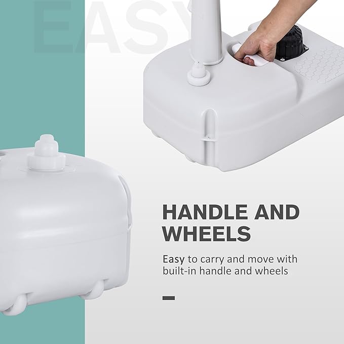 kleankin Portable Camping Sink, Portable Sink Hand Wash Station with 4.5 Gallon (17L) Tank, Rolling Wheels, Soap Dispenser, Towel Holder for RV, Outdoor Events, Gatherings, HDPE, White