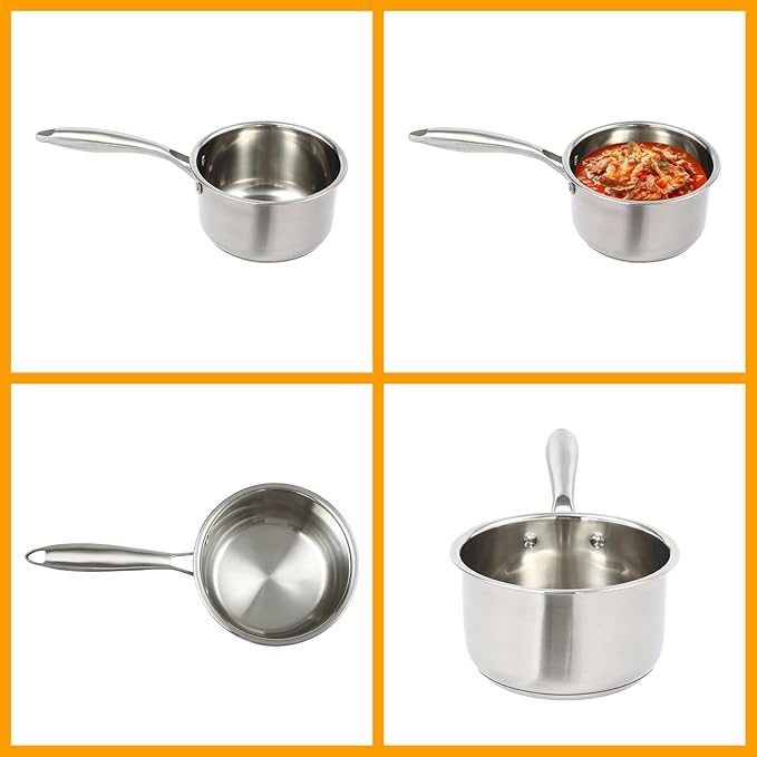 Steamer 18cm/7.08in, 2-tier Polished Stainless Steel Steam Cooker w/Clear Lid, 14cm/5.51in Saucepan w/ 19cm/7.48in Handle, Home Stackable Steam Pot for All Stoves (1xBottom Pot, 1xSteaming Basket)