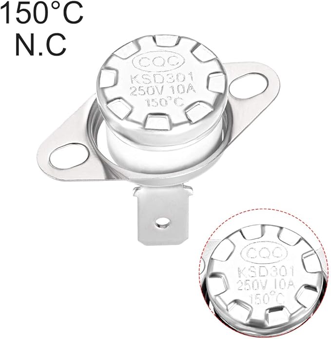 uxcell KSD301 Thermostat 150°C/302°F 10A Normally Closed N.C Adjust Snap Disc Temperature Switch for Microwaves,Oven,Coffee Maker 2pcs,Ceramic Material