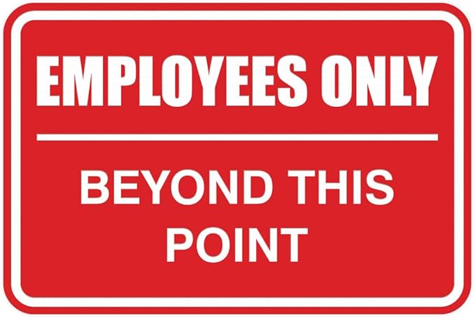 All Quality Classic Framed Employees Only Beyond This Point Wall or Door Sign | Easy to Install Business Signage - Medium (Red) 1 Pack