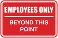 All Quality Classic Framed Employees Only Beyond This Point Wall or Door Sign | Easy to Install Business Signage - Small (Red) 1 Pack