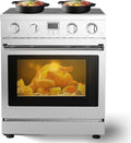 30-Inch Freestanding Electric Range with 4.8 Cu.Ft Convection Oven, 4 Powerful Burners, 6 Cooking Functions, Smooth Glass Cooktop, and Integrated Timer for Modern Kitchens