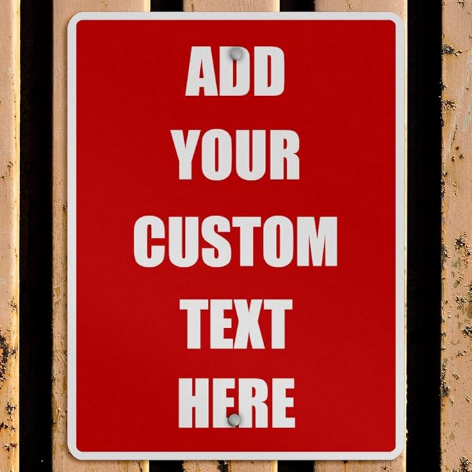 Aluminum Weatherproof Metal Sign Multiple Sizes Custom Personalized Text Here Red White Danger Vertical Street 18x24Inches
