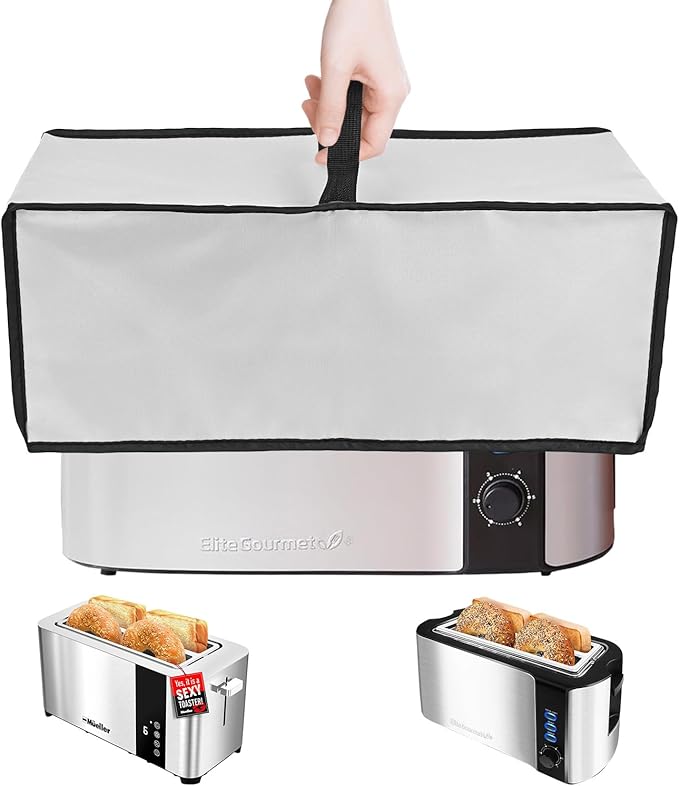 Toaster Cover Waterproof Heat-Resistant Dustproof Protective Case Heavy Duty Cover for Mueller UltraToast 4 Slice MT-110ss/Elite Gourmet ECT-3100 4 Slice Toaster (Silver grey)