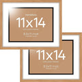 Homeforia 11x14 Diploma Frame Wood, High End Natural Oak 11 x 14 Certificate Frames with Mat 8.5x11, 11 by 14 Wooden Document Matted Frame, Award Graduation Frames, Tempered Glass, Wall Kit, Set of 2