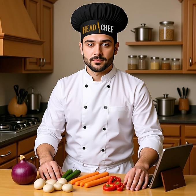 The Apron Place Adjustable Professional Chef Hats, Multiple Personalized Embroidered Designs to Choose from, Made in The USA