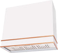 Akicon Range Hood 36 Inch, Stainless Steel Ducted Kitchen Hood with Powerful Motor, Wall Mount Modern Box, 36W X 30H X 14D Inch, AK-HS36HA-SWC (Signal White with Copper)