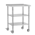 Stainless Steel Work Table with Wheels, 24x30 Inch NSF Food Prep Table with Backsplash & 2 Adjustable Undershelves for Commercial Kitchen, Restaurant, Garage