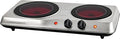 OVENTE Countertop Infrared Double Burner, 1700W Electric Hot Plate and Portable Stove with 7.75" and 6.75" Ceramic Glass Cooktop, 5 Level Temperature Setting and Easy to Clean Base, Silver BGI102S