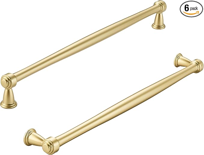 khtumeware 6 Pack 12 Inch(305mm) Brushed Gold Cabinet Pulls Matte Gold Kitchen Cabinet Handles Kitchen Cabinet Hardware for Cupboard Drawer Handles Dresser Pulls
