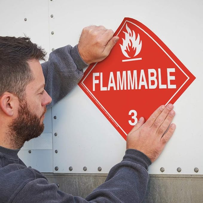 Class 3 Flammable Liquid Placard, Worded 25-pk. - 10.75" x 10.75" Removable Self Adhesive Economy Vinyl for Short-Term Applications, DOT Hazmat Compliant, J. J. Keller & Associates, Inc.