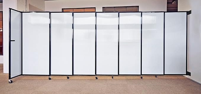 Wall-Mounted Sliding StraightWall Room Divider | Adjustable Widths | Locking Wheels | Room Separator | Up to 15'6" Wide x 7'6" Tall Ocean Fabric Panels