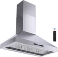Wall Mount Range Hood 48 Inch 1200 CFM Ultra Powerful Commercial Vent Hood for Large Kitchen with Remote Control, Gesture & Touch Panel, 4 Speeds & Stainless Steel Filters Ducted Kitchen Hoods