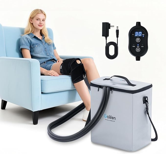 Cold Therapy Machine with Programmable Timer, Portable Ice Machine for Knee After Surgery, Cryotherapy Pain Relief with Compression Pad