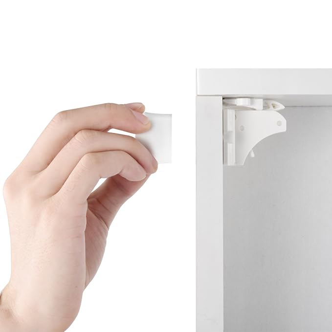 Vmaisi Adhesive Magnetic Locks for Cabinets & Drawers (10 Locks and 2 Keys)
