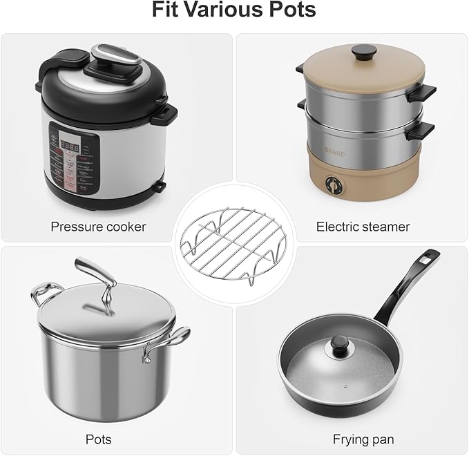 GSlife Instant Pot Steamer Rack - Stainless Steel Instant Pot Accessories, 2 Pack Steam Rack for 3, 6, 8 Qt Pressure Cooker, Cooking Cooling Steaming Baking Rack 7''