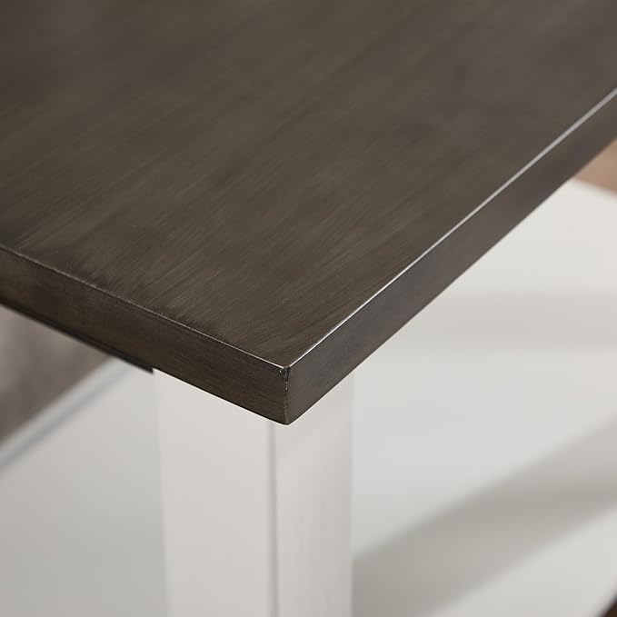 Solid Wood Counter Height Table, 47.5" Small Kitchen Table with Open Storage Space Rectangle Bar Table for Dining Room/Home Bar/Kitchen Island, Brown