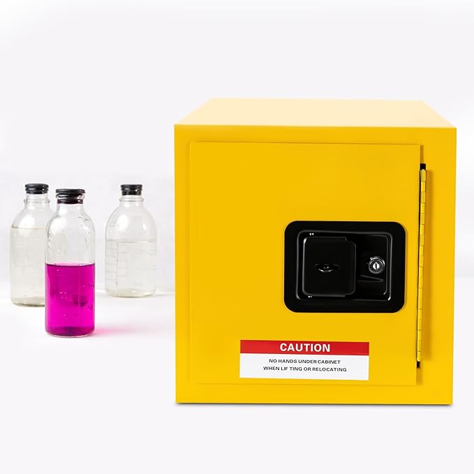 Flammable Cabinet,Galvanized Steel Safety Cabinet,Industry Safety Cabinet,Adjustable Shelf Flammable Storage Cabinet,for Commercial Industrial and Home Use (7.5L/2Gal-Yellow)