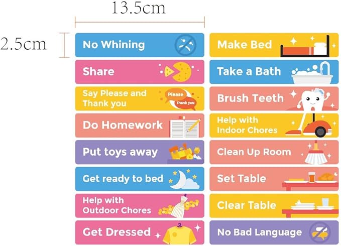 Chore Chart for Kids 51 Chores 60 Stars, Good Behavior Chart, Magnetic Responsibility Chart for Wall or Refrigerator