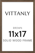 Vittanly 11x17 Picture Frame, Solid Wood Frame with Plexiglass, Includes 8x12 Mat, Wall Hanging or Tabletop for Photos, Home Decor, Brown, 1 Pack