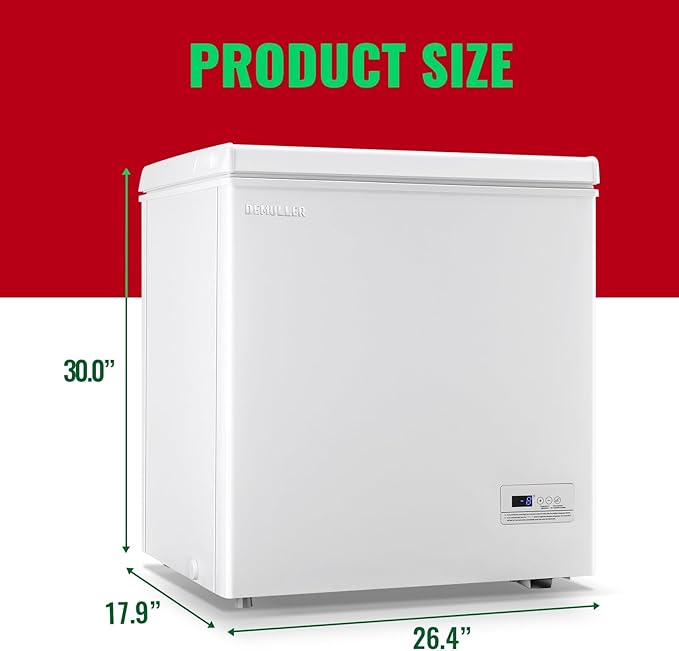 Chest Freezer 5.0 Cubic Feet Freezers with Temperature Display Panel Small Deep Freezer 2 Removable Basket Top Open Door Freezer Ideal for Apartment Office Dorm White
