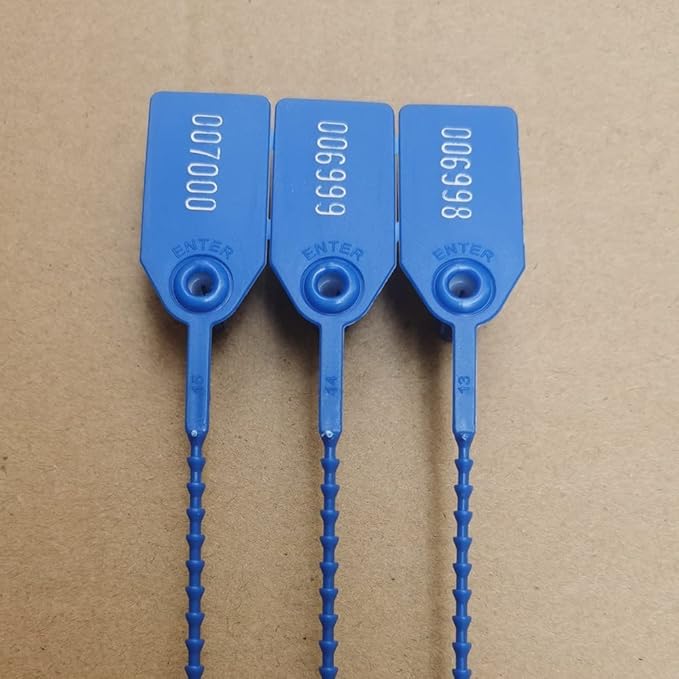 Plastic Tamper Seals Numbered Tags Security Seal Waterproof Tag Zip Ties Pull Tight Lock 9.84" Pack of 500 pcs Navy Blue