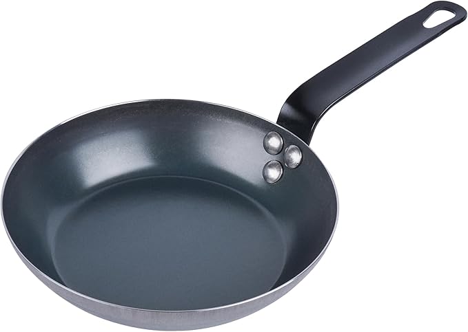 Restaurantware-Met Lux 8 Inch Fry Pan, 1 Lightweight Frying Pan - Induction-Ready, Triple-Riveted, Black Carbon Steel Cooking Skillet, Durable, For Searing, Sauteing, And Browning Food