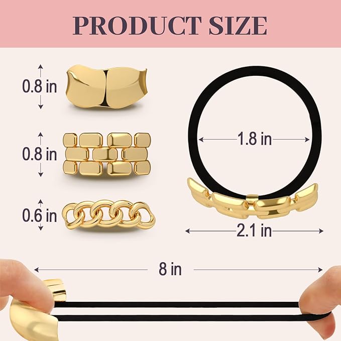 3PCS Metal Hair Tie For Women,Gold Cuffs,Metal Geometric Gold Hair Ties, Hair Accessories Stretchy and Non-Damage Ponytail Holders,Ponytail Cuff Hair Bands For Hair Styling (SET6)